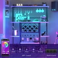 thumbnail image 5 of Wine Rack with LED Light, Bar Table Cabinet with Glass Holder, Freestanding Coffee Bar Storage Shelves, 6-Tier Liquor Cabinet for Kitchen, Dining Room, Living Room,Grey 43.3", 5 of 6