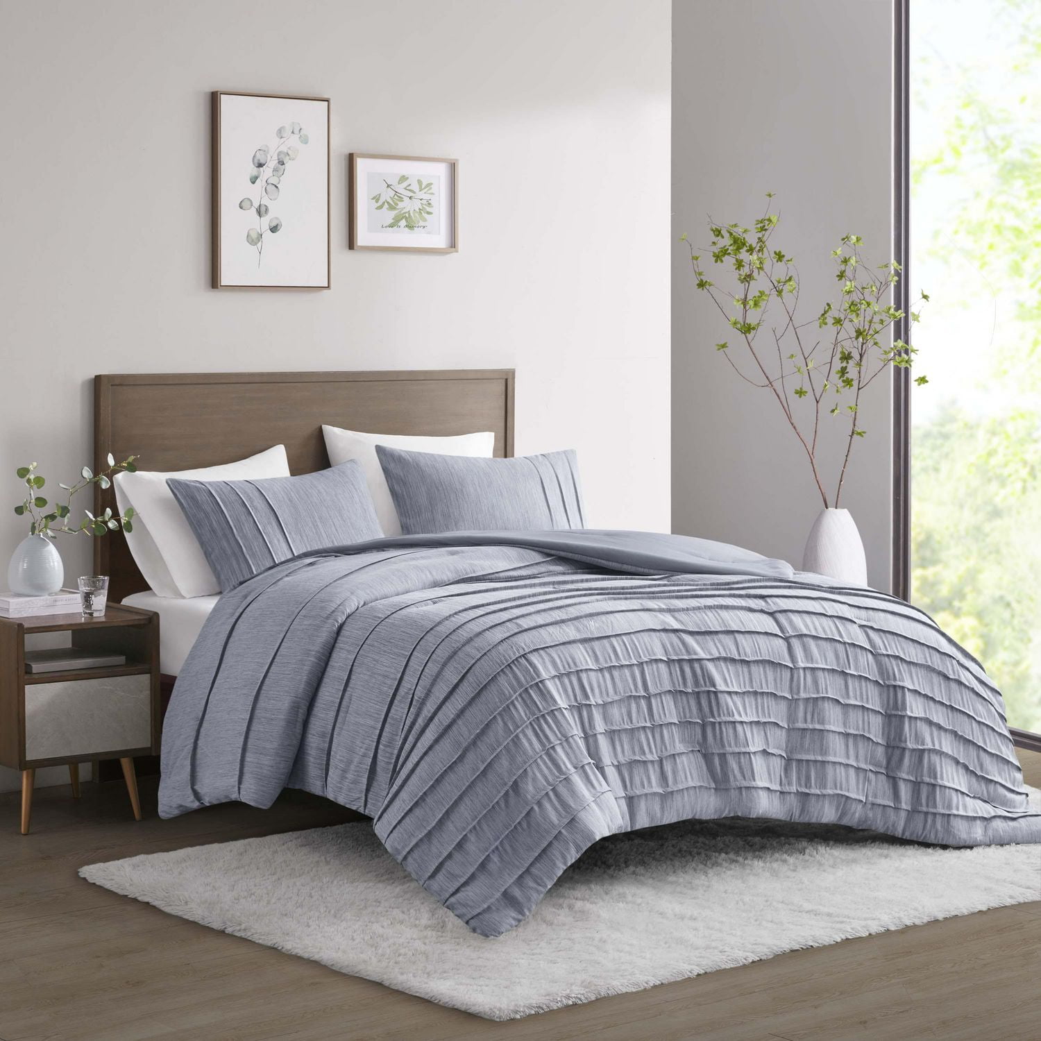 Beautyrest Maddox 3 Piece Striped Seersucker Oversized Comforter Set