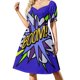 thumbnail image 1 of Vestido de noche para mujer, estilo cómic morado, estilo pop art, moderno, divertido, retro, de manga corta, 2025, 1 of 7