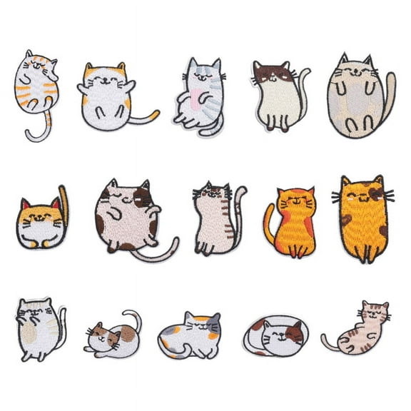 New Arrivals Embroidered Iron on Patches,15PCS Vivid Cute for Jeans Jackets Sewing