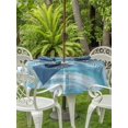 thumbnail image 3 of Outdoor Tablecloth with Umbrella Hole for Patio/Picnic/Party/Camping, Blue Palm Tree Waterproof Table Cloth Round Cover Washable, Coastal Tropical Trees Vintage Summer (Dia 60"), 3 of 9