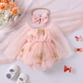 thumbnail image 2 of Infant Baby Girl Mesh Romper Dress with Headband Princess Outfit Photoshoot Clothing for 1-18 Months, 2 of 5