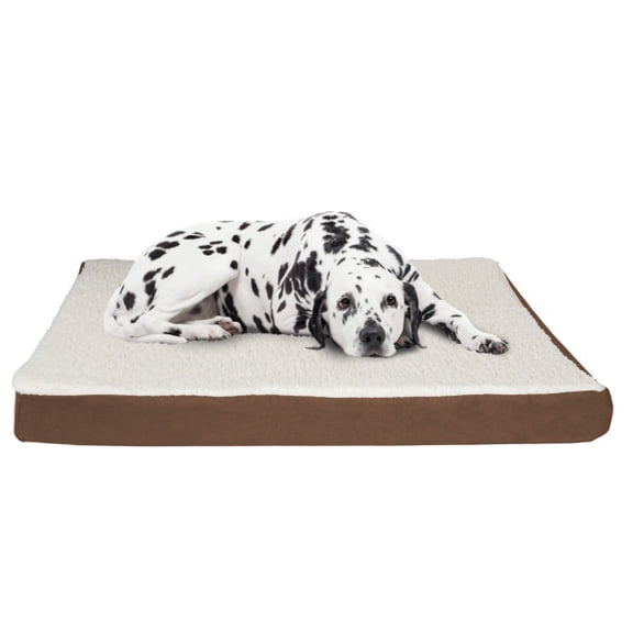 PETMAKER Orthopedic Sherpa-Top Memory Foam Pet Bed - 44" x 35", Brown