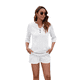 thumbnail image 2 of Conjunto de Camiseta Holgada de Corta con Cuello en V y Pantalones Cortos con Bolsillo para Mujer, Color Liso, , Talla L, 2 of 6