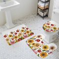 thumbnail image 3 of Retro Yellow Bathroom Rugs Set Red Daisy Watercolor Floral Plants Farmhouse Non Slip Absorbent Soft Bath Mats 3 Piece Set with Bathroom Rug, U-Shaped Floor Mat, Toilet Seat Cover Small Size, 3 of 9