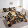 thumbnail image 2 of Homewish Vintage Bull Skull 7-Piece Twin Bedding,Patchwork Grid Bedding Comforter Set,Navy Brown,Light Gray Reversible, 2 of 8