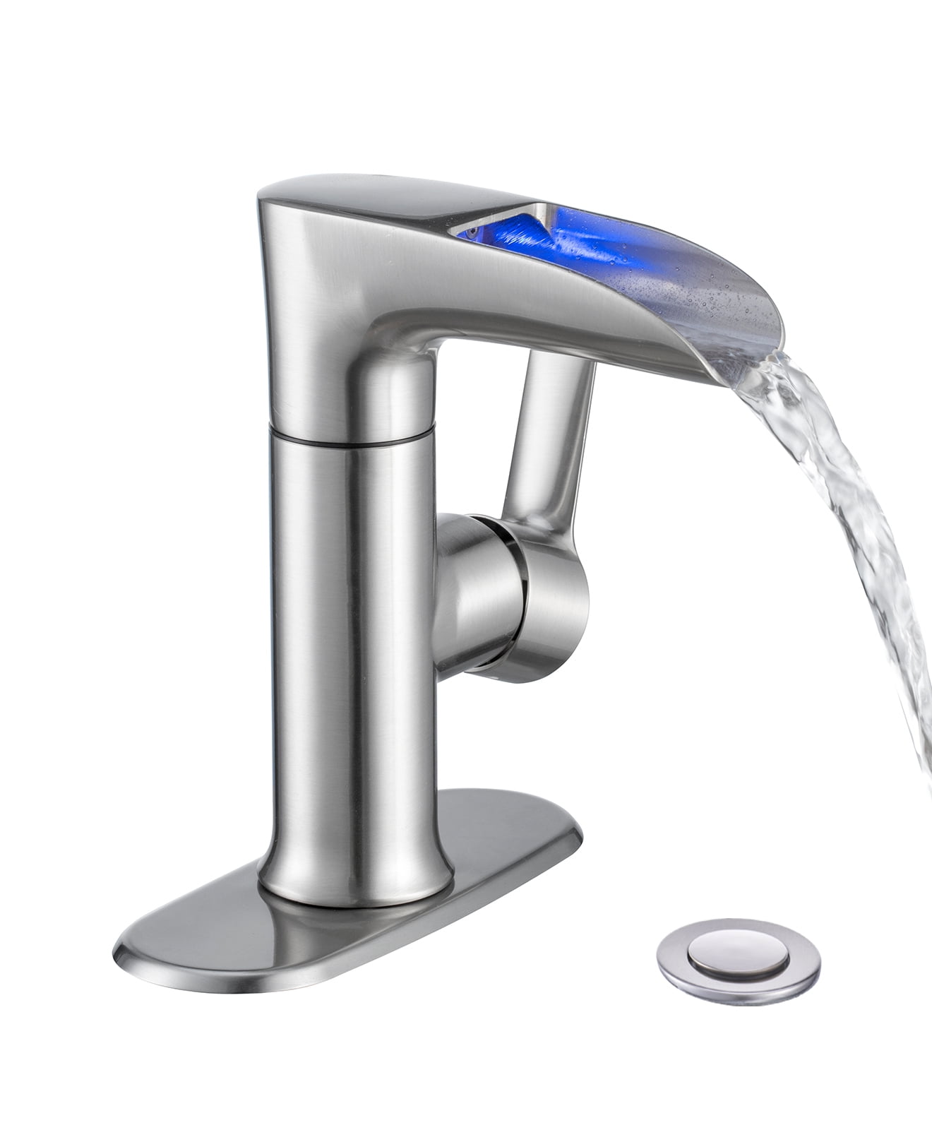 VXV Led Bathroom Sink Faucet, LED 3 Colors Changing Waterfall Channel