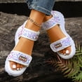 thumbnail image 2 of Rokment Womens Sparkling Sequin Height Increasing Athletic Walking Sandals Comfortable Adjustable Platform Chunky Heels Non Slip Work Nursing Tennis Summer Shoes White Size 7, 2 of 7