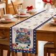 thumbnail image 5 of Independence Day Truck Table Runner 72 Inches, Blue Star Firework 4th of July Beige Bed Runner Dresser Scarves Tabletop for Indoor Outdoor Parties/Ceremony/Banquet, 14" x 72", 5 of 9