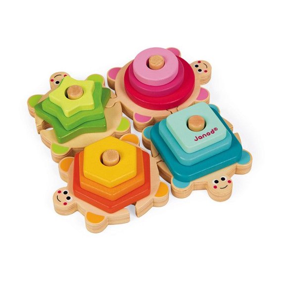 JANOD - Tortues des Formes I Bois (Bois) - Jouet Éducatif en Bois pour Bébés de 18 Mois à 4 Ans