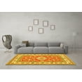 thumbnail image 3 of Ahgly Company Machine Washable Indoor Round Geometric Yellow Traditional Area Rugs, 3' Round, 3 of 4