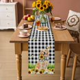 thumbnail image 2 of Cute Puppy Sunflowers Table Runner 90 Inches, Farmhouse Eucalyptus Black White Bed Runner Dresser Scarves Tabletop for Indoor Outdoor Parties/Ceremony/Banquet, 13" x 90", 2 of 9