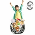 thumbnail image 3 of Tropical Storage Toy Bag Chair, Funny Panda Bears and Bamboo Leaves on Minimalist Stripes Modern, Stuffed Animal Organizer Washable Bag, Small Size, Dark Blue Grey and White, by Ambesonne, 3 of 3