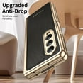 thumbnail image 4 of Dteck Case for Samsung Galaxy Z Fold 3,Luxury Leather Built-in Screen Protector Case Shockproof Electroplated Hard PC Bumper Cover for Galaxy Z Fold 3 5G,Black, 4 of 9
