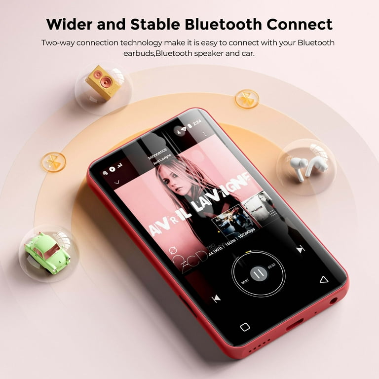 SWOFY 160 GB MP3-speler met bluetooth en wifi, D08 Android 13 MP3-speler, 4 inch touchscreen, bluetooth, wifi, ondersteunt Spotify, Audible, Play Store en FM-radio, uitbreiding tot 1 TB