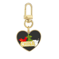 thumbnail image 1 of Mapa de bambu de China amarillo de China Town Llavero de metal en forma de corazón dorado, 1 of 3
