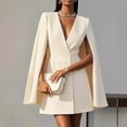 thumbnail image 6 of Quixlent Blazer Dress for Women V Neck Cape Blazer Split Sleeve Casual Business Mini Dress Double Breasted Office Work Outfits, 6 of 7