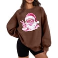 thumbnail image 2 of Uootdi Gift Christmas Santa Christmas Blowing Bubble Printted Graphic Sweatshirt for Women Crewneck Long Sleeve Pullover Casual Loose Fit Holiday Top for Winter, 2 of 5