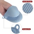 thumbnail image 4 of 2pack Thickened Mini Oven Gloves Heat Resistant Silicone Oven Mitts Finger Pot Holder Light Blue, 4 of 6