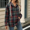 thumbnail image 7 of Qepwscx Womens Long Sleeve Hoodie Tops Cottons Collar Neck Going Out Tops Plaid Print T-Shirts Casual Blouses Button Up Basic Tees Loose Fits Fall Sweatshirt for Women, 7 of 7