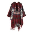thumbnail image 2 of Women's Plaid Blanket Scarf Shawl Wrap Warm Cozy Winter Poncho Cape with Tassels Stylish Oversized Checkered Design, 2 of 3