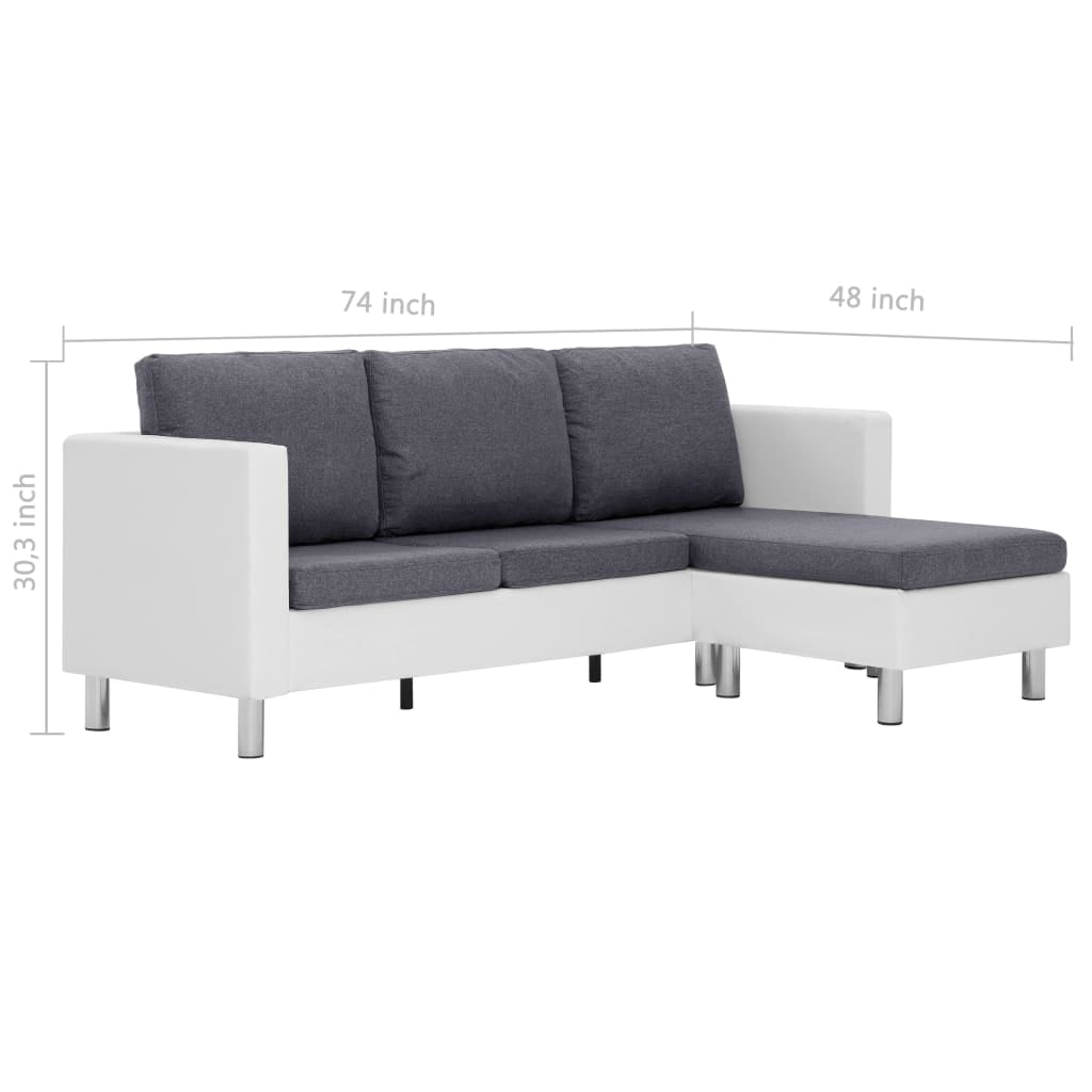 Lowestbest 3-Seater Sectional Sofa, Faux Leather L-Shaped Couch with Cushions for Small Space Lowestbest 3-Seater Sectional Sofa, Faux Leather L-Shaped Couch with Cushions for Small Space
