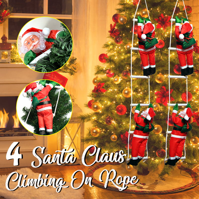 CLIMBING SANTA WITH ROPE LADDER 2ft INDOOR/ OUTDOOR CHRISTMAS DECORATION 