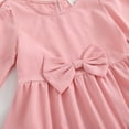 thumbnail image 6 of vigerkar Toddler Girl Dress Ruffle Ribbed Knit Long Sleeve Dresses A-Line Swing Fall Winter Bowknot Casual Cake Dress (Pink, 9-10 Years), 6 of 9