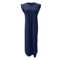 thumbnail image 4 of 2025 Vestido largo sin mangas con abertura para mujer: vestido camisero informal y holgado con bolsillos laterales, cuello redondo, tejido ligero, ideal para el verano, tallas S-XXL, 4 of 4