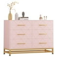 thumbnail image 1 of TROPOW Commodes et Chiffonniers, Commode à 6 Tiroirs pour Chambre, Meuble Télé Commodes Chiffonnier pour Salon Couloir Entrée, Rose, 1 of 8