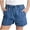 B-Blue, variant on Girls Vintage Denim Shorts High Waist Ripped Design With Pockets 5-15T