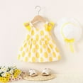 thumbnail image 4 of HOMADLES Toddler Dress for Girls Cotton Flower Print Stretch Ruffed Breathable Summer with Hat Princess Dress Yellow 12 Months, 4 of 9