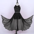 thumbnail image 3 of Kaerm Robe de Mariée Fille Fleurie Col Halter Robe de Fête en Dentelle Florale pour Enfants Robe de Bal Scintillante avec Strass Noir 8, 3 of 7