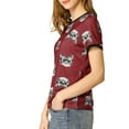 thumbnail image 5 of Allegra K Women's Short Sleeve Contrast Cartoon Cat Pet Print Tee Ringer T-Shirt Tops, 5 of 7