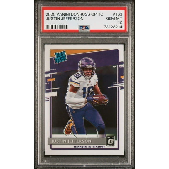 Graded 2020 Panini Donruss Optic Justin Jefferson #163 Rookie RC Football Card PSA 10 Gem Mint