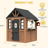COCLUB Kids Outdoor Playhouse, Wooden Playhouse with Play Kitchen ... - Bird Cage Playhouse With Slide