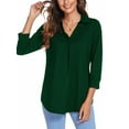thumbnail image 3 of Colisha Lady Elegant Working Blouse V Neck Lapel Pullover 3/4 Sleeve Baggy Loose Tunic Shirt, 3 of 7