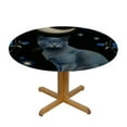 thumbnail image 3 of BCIIG Cat Moon Flowers Round Table Cover Stain Resistant Washable Indoor Outdoor Tablecloth Kitchen Dining Wedding Parties Full Width Single-Sided Printing 100% Polyester Fiber 31-35, 3 of 8