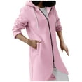 thumbnail image 2 of Baberdicy Women's Long Hooded Zip up Hoodie, Street Style Irregular Hem Fleece Top , Irregular-Hem Hoodie, Longline Zip Sweatshirt, Streetwear Layer Pink 3Xl, 2 of 5