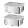 thumbnail image 1 of Stainless Steel Refrigerator Crisper Food Storage Box With Plastic Lid Prepare Seafood Fruit, 1 of 8