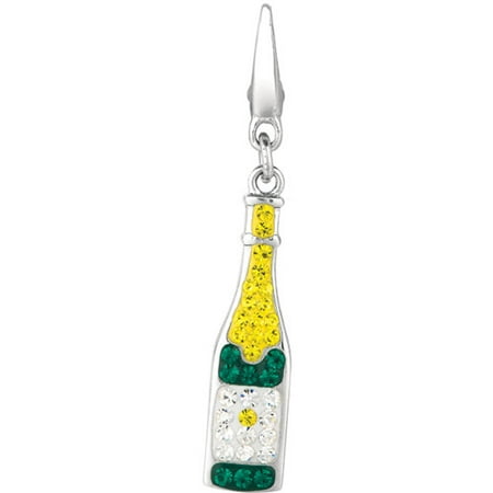 Women's Crystal Sterling Silver Champagne Clip-On Charm