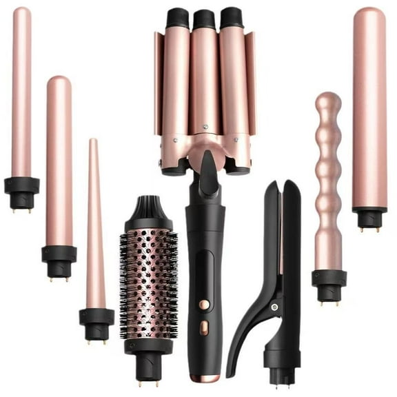 Hair Curler 5 in 1 Curling Iron Wand Set Ceramic Barrels Instant Heat Up LCD Temperature Adjustment Hair Styler