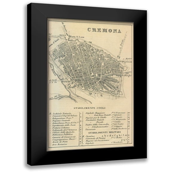 Castro 10x14 Black Modern Framed Museum Art Print Titled - Cremona Italy - Castro 1870