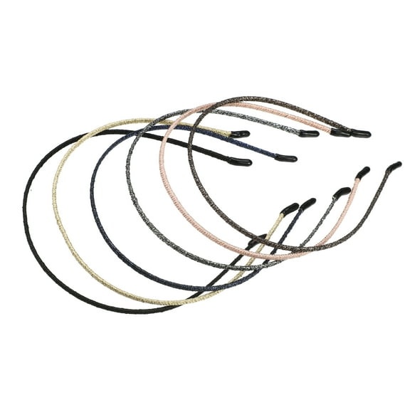 Vocoste 6 Pcs Fashion Design Thin Cloth Headbands Gold Tone Coffee Pink Black 4.72"