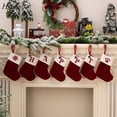thumbnail image 2 of Medias navideñas tejidas Mini lindo rojo con puños blancos para el hogar familia chimenea colgante decoración de fiesta navideña regalo HS1513, 2 of 4