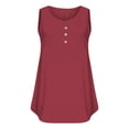 thumbnail image 4 of Duoif Débardeurs pour Femmes, Camisole d'Été pour Femmes Grande Taille Coupe Ample Col Rond à Boutons devant Haut Décontracté Hauts pour Femmes Rouge TTTG, 4 of 5