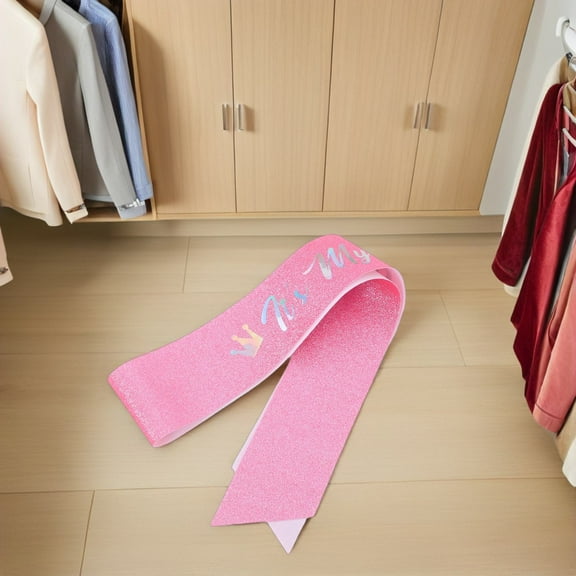 TABLZONE 5pcs Birthday Celebration Sash Glitter Fabric Pink for Elegant Themed Party Accessory Women