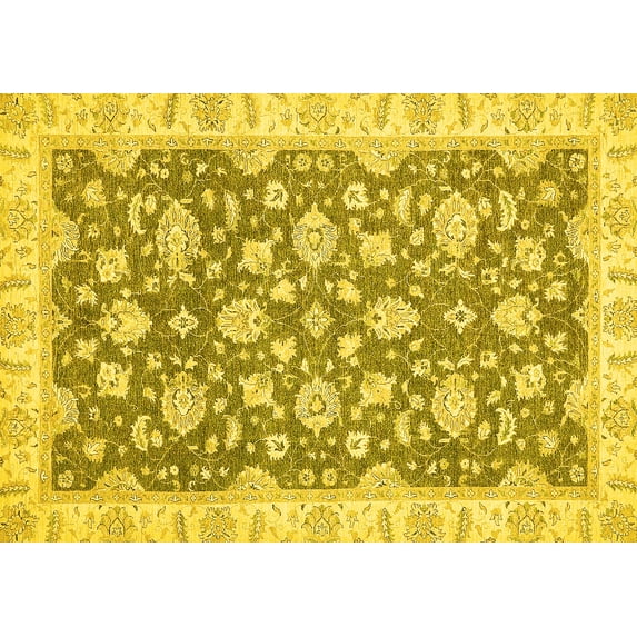 Ahgly Company Indoor Rectangle Oriental Yellow Traditional Area Rugs, 5' x 8'