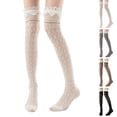 thumbnail image 2 of Breathable ’s Summer Lightweight Knit Knee High Stockings With Lace R Hollow Design Lightweight Sheer Thigh High Socks For Everyday Wear, 2 of 5