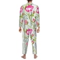 thumbnail image 5 of Kll Vintage Wood Background With Floral Sleepwear Mens Flannel Pajamas,Long Cotton Pj Set, 5 of 9